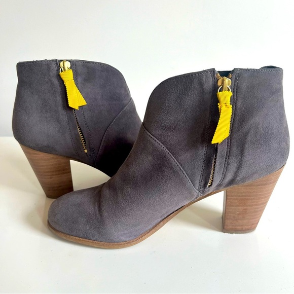 BODEN Marlow Grey Suede Leather Zip Up Block Heel Ankle Bootie Size 8 - Picture 1 of 15